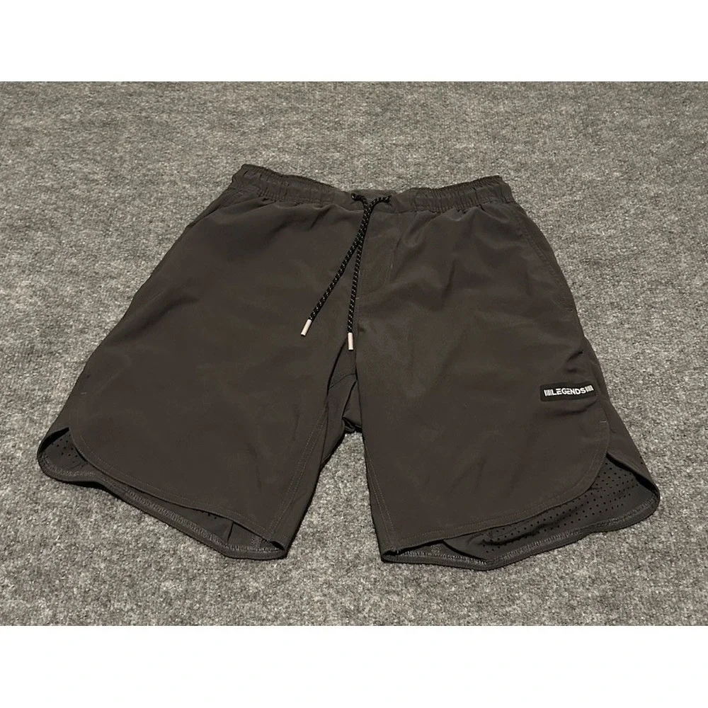 Legends Luka Men's M Grey Lined Athletic Gym Shorts Drawstring 9